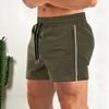Men Sport Fitness Shorts Elastic Drawstring Waist Zipper Pockets Running Shorts Loose Fit Quick-Drying Short Pants Streetwear