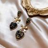Style Gift For Women Resin Metal Bowknot Dangle Stud Earrings Jewelry Peach Heart Drop Earrings