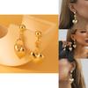Modern Alloy Heart Pendant Earrings Geometric Gold Heart Studs Trendy Winter 2023 Style