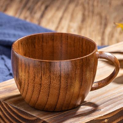 1 шт. Кофейная кружка из массива дерева, чайная чашка, классическая деревянная кружка для чая, маленькая деревянная чашка для чая, кофейная кружка для воды, детская кружка с ручкой, подарок, посуда для напитков