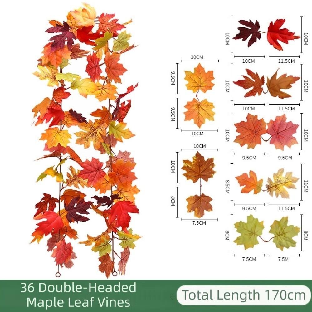 1.7m Red Autumn Maple Leaves Creative Fake Autumn Vines Maple Leaf Plant Decoration Fall Decor