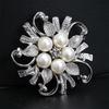 Exquisite Imitation Pearl Rhinestone Flower Brooches For Women Elegant Circle Wreath Leaf Lapel Pins Wedding Decoration Jewelry