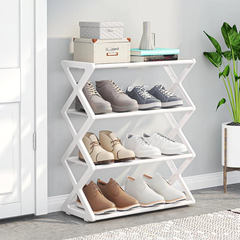 1pc X-Shaped Shoe Rack - Space-Saving Multi-Layer Storage Organizer, Easy Assembly Durable Plastic & Metal Frame for Entryway