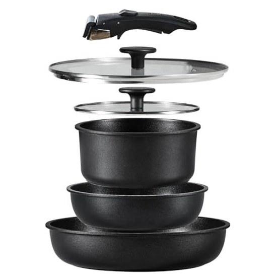 CAROTE frying pan pot set compatible IH gas stoves 6 pieces free from harmful substances like PFOA professional-grade 5-layer structure lightweight