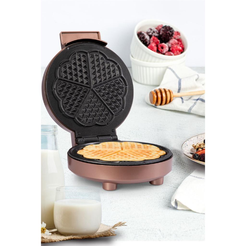 Caramel 1000w Overheating Resistant Waffle Maker With Deep Plate To Prevent Overflow