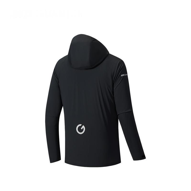 Anta Удобная Простая Универсальная Куртка с капюшоном на молнии с буквенным принтом Мужская куртка Базовый черный 152530616-3