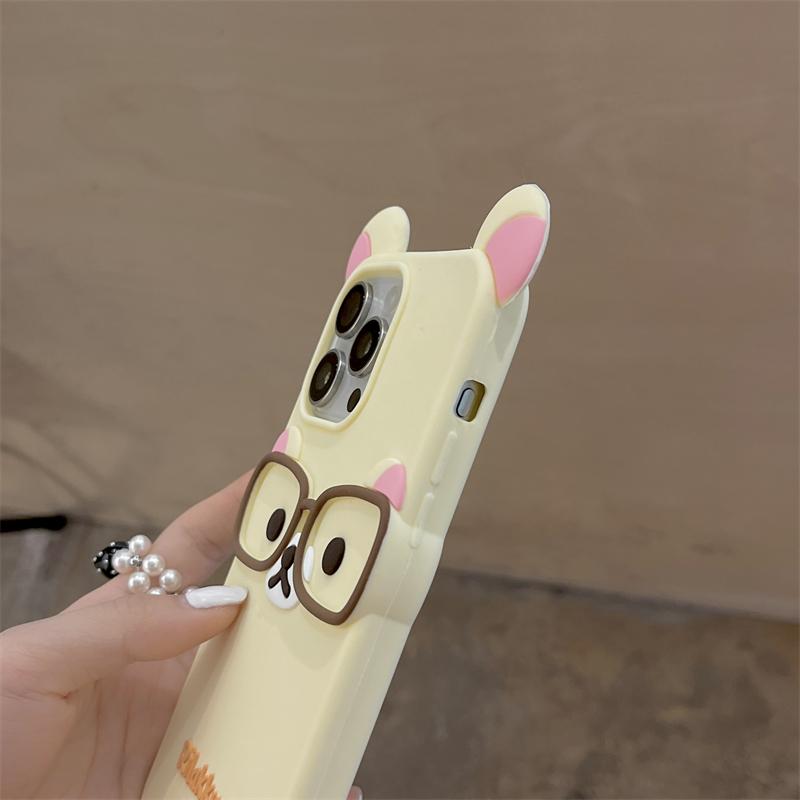 НОВЫЙ Милый Медведь в Очках Чехол для Телефона для iPhone 16 promax 15 14 Plus 13 12 Pro Max Такой Милый 3D Мультяшный Мягкий Силиконовый Чехол