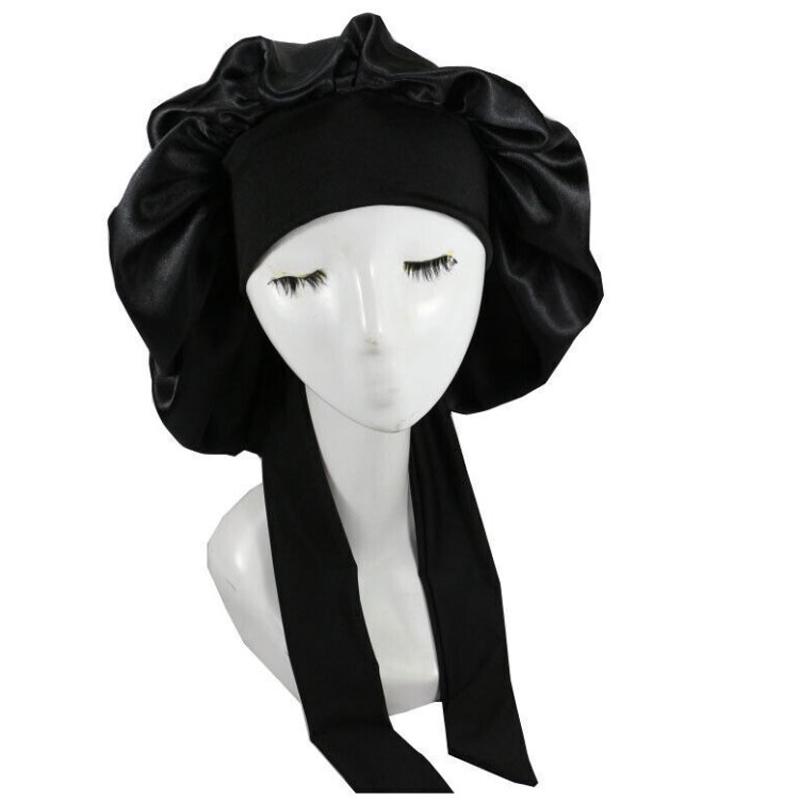 Women Satin Bonnet Long Hair Care Sleep Hat Cap Night Silk Feel Head Wrap Turban