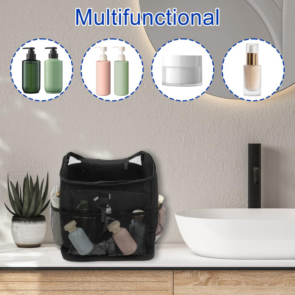 Mesh Shower Caddy Large Capacity Portable Toiletry Organizer Cosmetic Storage Bag Multifunctional Shower Bag with Zipper
