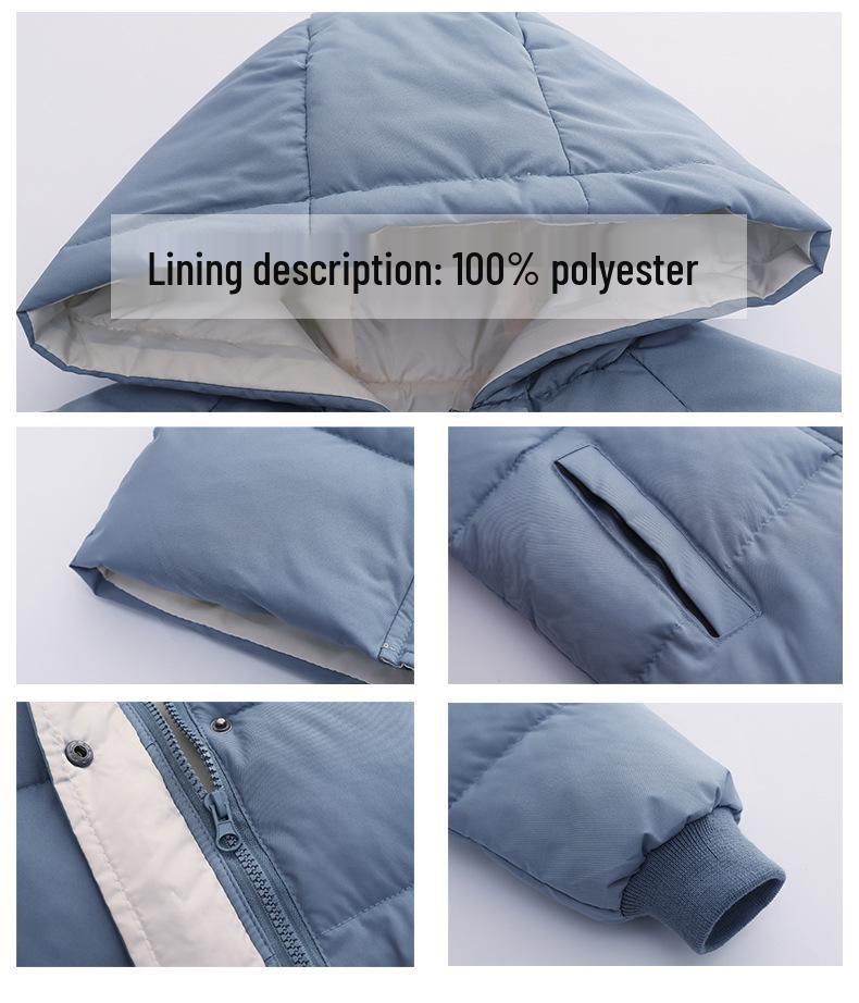 Детское пуховое пальто средней длины 2023: Зимний стиль для мальчиков и девочек, утолщенный с хлопковой набивкой