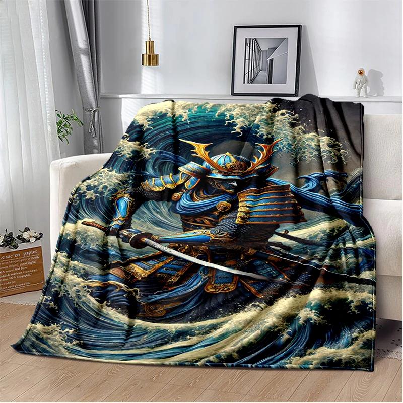 3D Japanese Samurai Bushido Katana Cartoon Game Blanket,Soft Throw Blanket for Home Bedroom Bed Sofa Travel Picnic Cover Kids