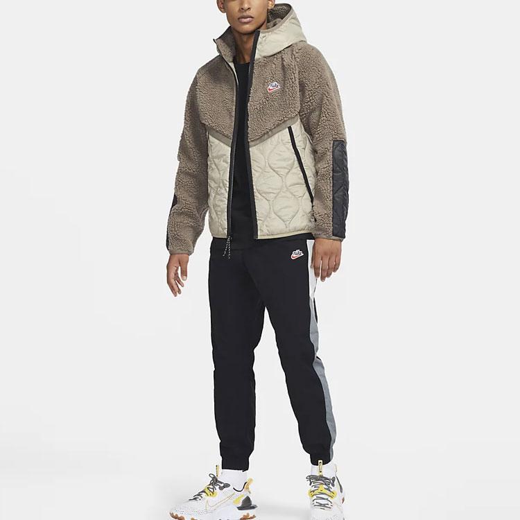 Nike Мужская спортивная куртка-толстовка с капюшоном на молнии Heritage Fleece Оливково-серый Мистический камень Черный CU4447-040