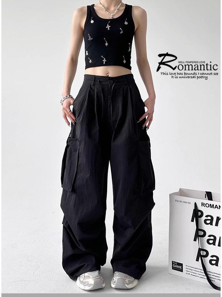 Женские брюки карго парашюты в американском ретро стиле 2025 - быстросохнущие, с высокой посадкой, свободного кроя