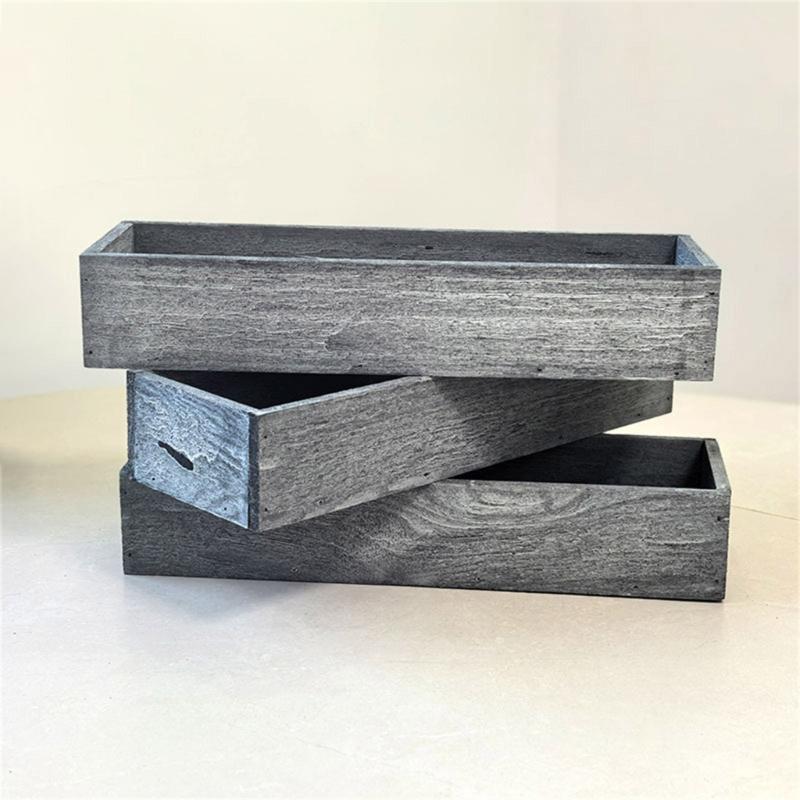 Handmade Trough Succulent Planter Craft Ornament for Desktop Landscaping Desktop Trough Decorations Planter Landscaping