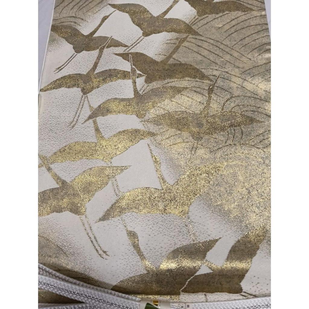 Used Black Tomesode, Pure Silk, Piece Embroidery, Flying Crane Hamamatsu Pattern, Five Crest Hiyori Tailoring, Fukuro Obi Pure Silk, Mitsukoshi