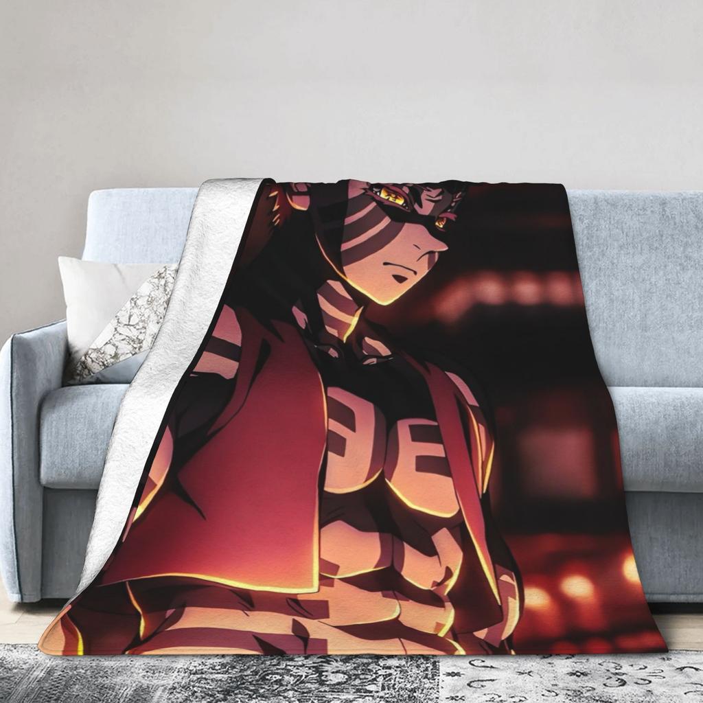 Akaza Blankets Velvet Anime Kimetsu no Yaiba Soft Throw Blanket for Car Sofa Couch Bedroom Quilt