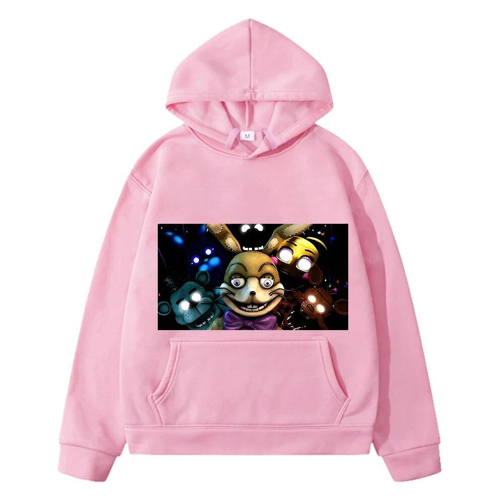 Толстовка с капюшоном в стиле аниме FNAF, осенняя флисовая толстовка для мальчиков y2k, пуловер Sudadera, куртка с медведем и кроликом, кавайные толстовки с капюшоном, детская одежда для девочек