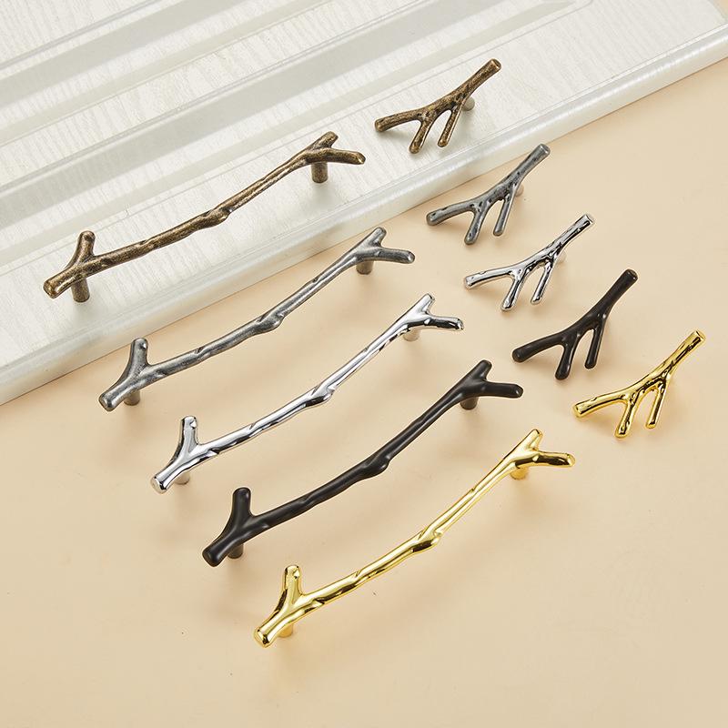 European Retro Black Branch Handle for Modern Kitchen or Wardrobe