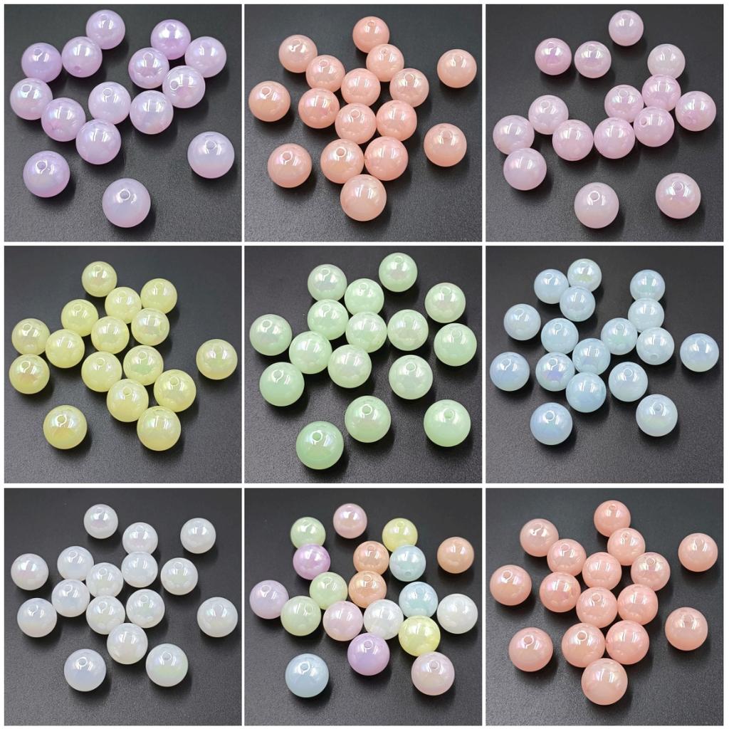 Loose Beads 10pcs 16mm Dazzle Color Jelly Color Round Acrylic DIY Jewelry Accessories Fashion for Bracelet Earring Making Material Beaded  Accessories