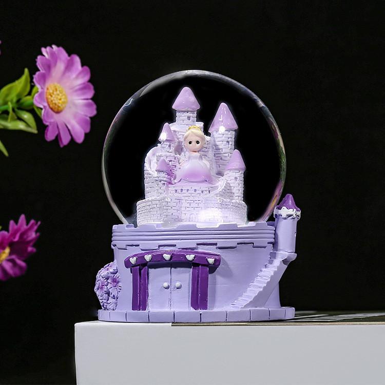 Милый фиолетовый лавандовый медведь, светящийся мини-кристальный шар, подарок на день рождения ребенка, настольное полимерное украшение