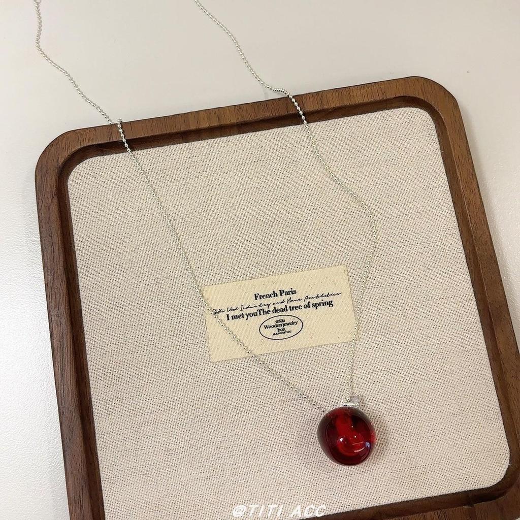 Выдвижной кулон в виде красной вишни для женщин - элегантное длинное колье-чокер в виде цепочки для свитера.