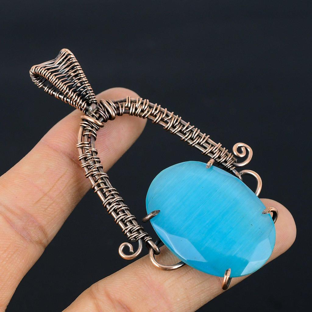Monalisa Pendant, 999 Copper Wire Wrapped Pendant Handmade Gemstone Jewelry, Gifts For Wife Brand New Pendant
