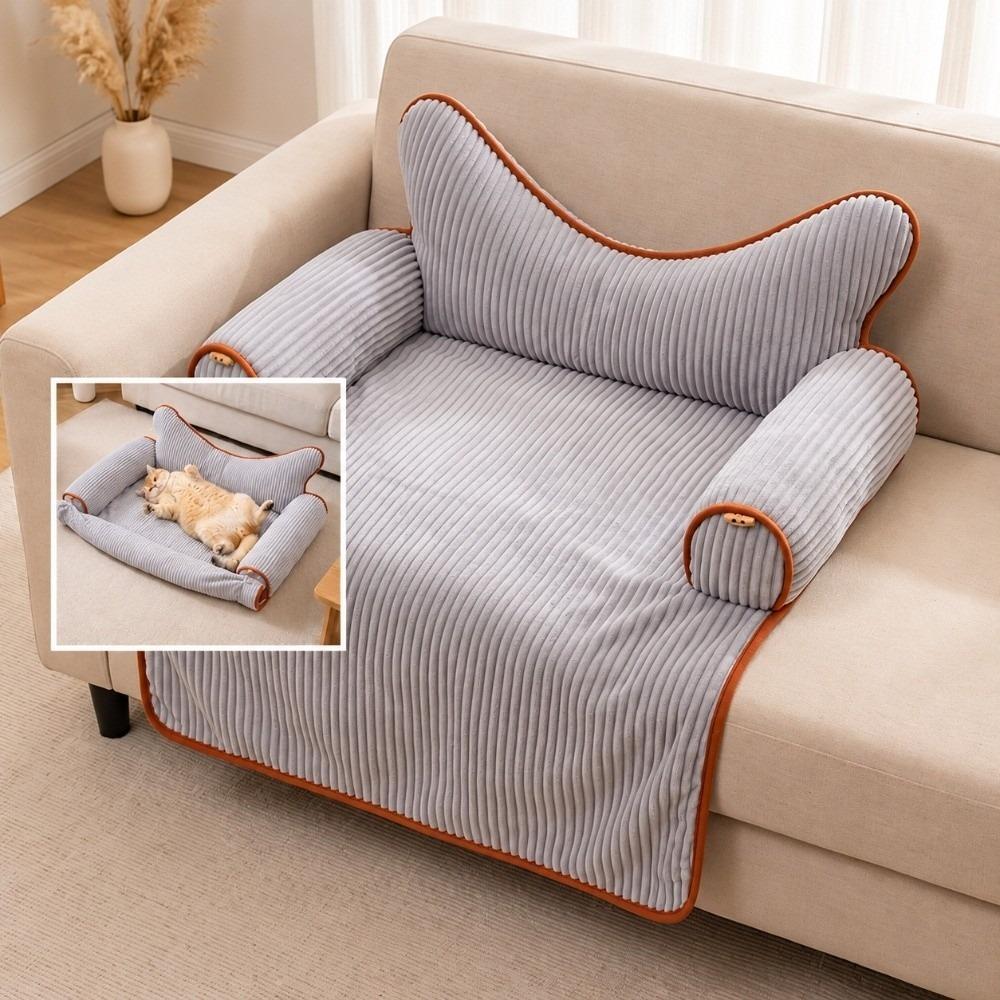 Non-Slip Winter Warm Cat Nest With Pillow Cozy Cat Bed Washable Dog Sofa Cushion Living Room