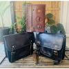 Goat Leather Messenger Satchel Black Motorcycle Black Bag  ( Free Gift Diary Brown Size - 10 X 7  In )