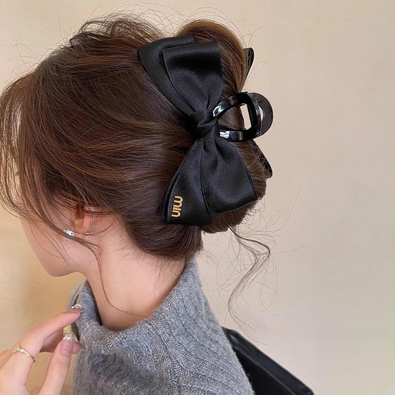 Large Summer Lace Edge Bow Claw Clip Hair Accessory for Women - Multi-Layer Feather Design