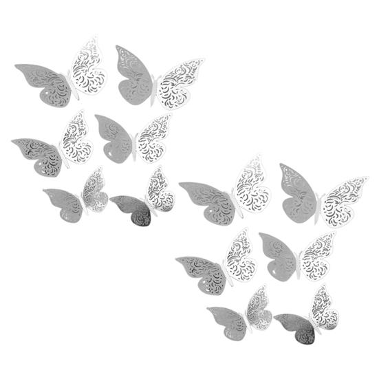 12 Pcs 3D Butterfly Wall Decals 3 Sizes Hollow Butterfly Wall Art Removable DIY Decorative Sticker for Room Office Bedroom Living Room