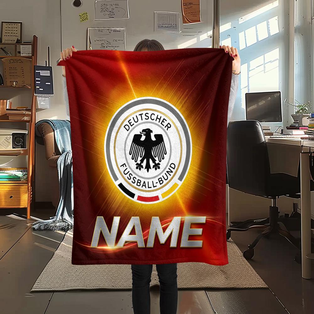 Custom Name Deutscher Fußball-Bund Flannel Blanket, High quality Comfortable for All Seasons, Home Decor, Warmth and Comfort