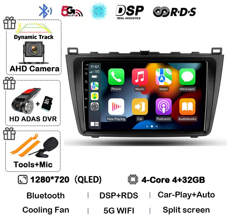 Автомобильное радио Android14 Carplay Auto для Mazda 6 GH 2007 2008 2009 2010 2011 2012 Мультимедиа GPS Видеоплеер Стерео 2din Головное Устройство