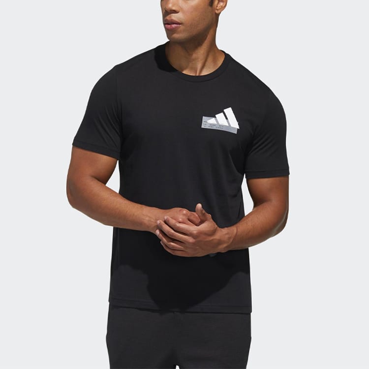 Adidas T Shirts Men's Black Crew Neck Moderate Straight Fit GH4419
