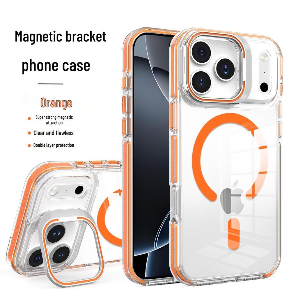 Магнитный противоударный двухцветный чехол для iPhone 17 Pro Max с рамкой-подставкой для камеры