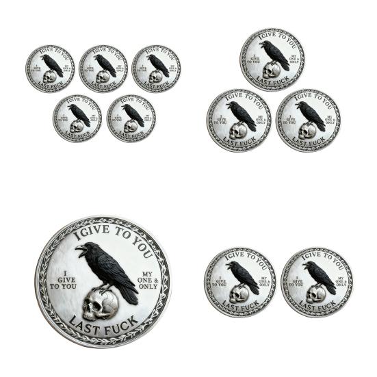 1/2/3/5Pcs Raven Skull Souvenir Coin Heavy Duty Attitude Crow Challenge Coin Token of Freedom and Humor Metal Badge Home Decoration