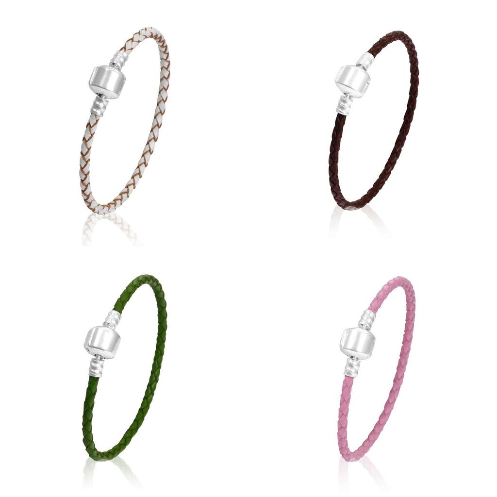 Модный Унисекс Плетеный Кожаный Браслет с Надежной Магнитной Застежкой из Титановой Стали