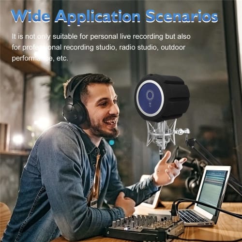 Punctualgood Microphone Isolation Shield Pop Filter, Windshield Acoustic Sponge Sound Absorbing Foam Cover for Vocal Booth, Home Live Studio Recording