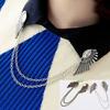 Retro Collar Clip Punk Chain Tassel Blouse Shirt Angel Wing Tips Pin Brooch