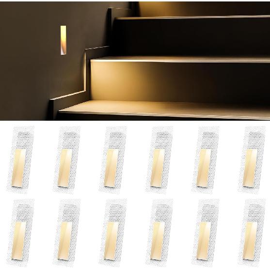 SCON 4-Pack Trimless Recessed Step Light, 2W 120V Hardwired Stair Light