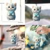 New Acrylic Blue Cat Car Charm Delightful Cartoon Design Adorable Vehicle Ornament