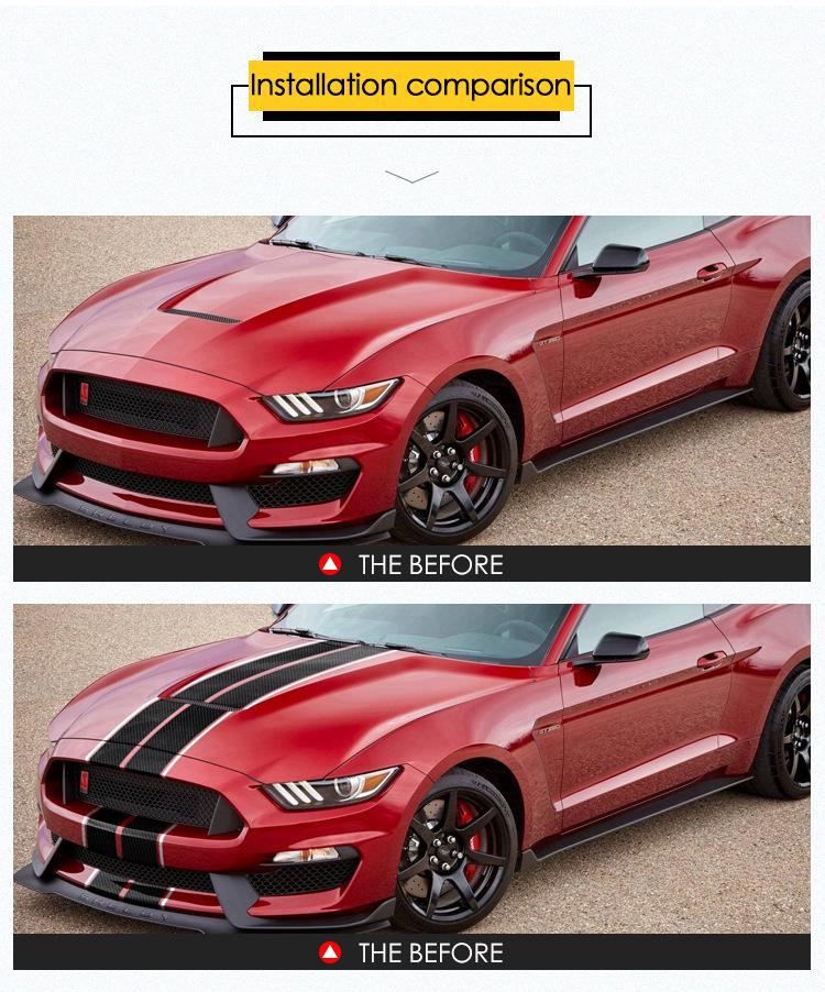 Наклейка на капот Ford Mustang с гоночными полосами