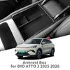Для BYD Yuan PLUS 2026 Центральная консоль Подлокотник Ящик для хранения Противоскользящий лоток-органайзер Автомобильные аксессуары для интерьера Черный