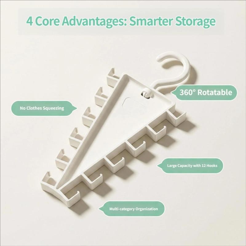 Vertical Closet Hanger Holder, White Plastic Scarf and Belt Rack for Double Sided Rod Storage for Everyday Use