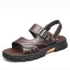 Fashion Men's Summer New Sandals and Slippers Men's Leather Sandals Adult Thick-soled Beach Shoes Non-slip Open-toe Leather Sandals