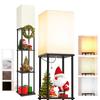 Modern Shelf Floor Lamp 3 Colors Dimmable LED Bulb Square Standing Shelves and White Shade Corner Display Bookshelf