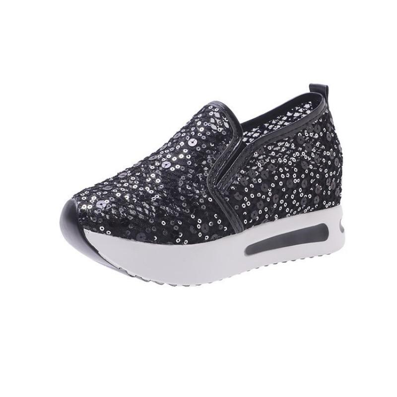 Large Size Mesh Casual Single Shoes Women's Summer Mesh Sequins Sports Casual Sandals Women
