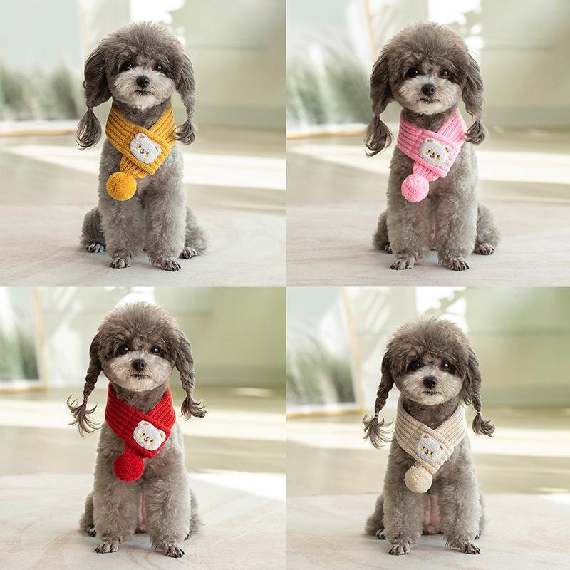 Шарф с рисунком медведя из мультфильма, кошки, собаки, милый теплый шарф для питомца, маленький щенок, котенок, рождественские подарки, товары для животных, аксессуары для щенков