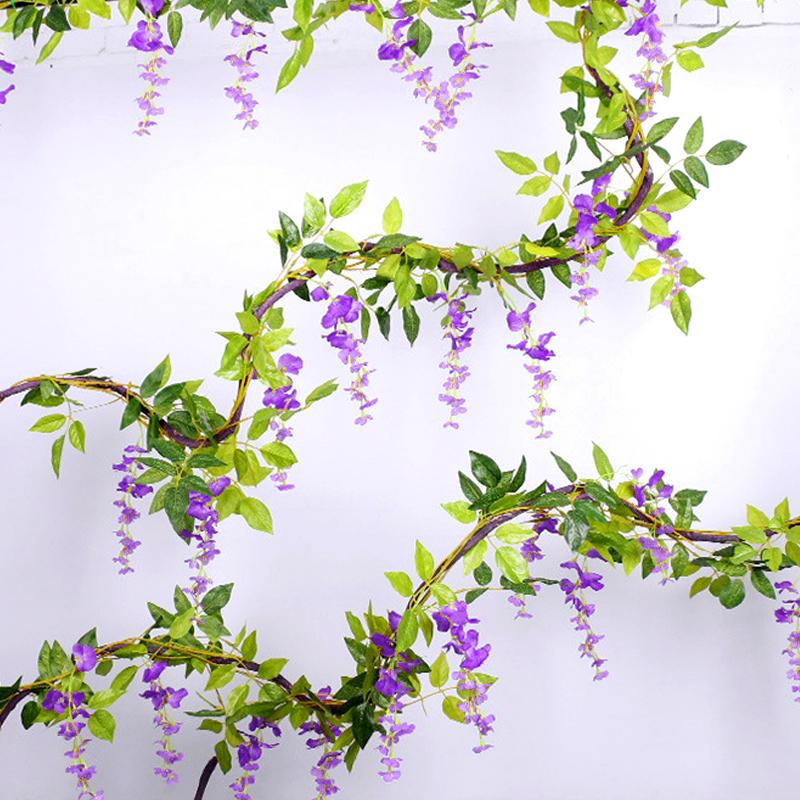 1шт настенное растение лоза домашний декор свадебная арка искусственный цветок садовый декор искусственная глициния лоза гирлянда цветочная гирлянда