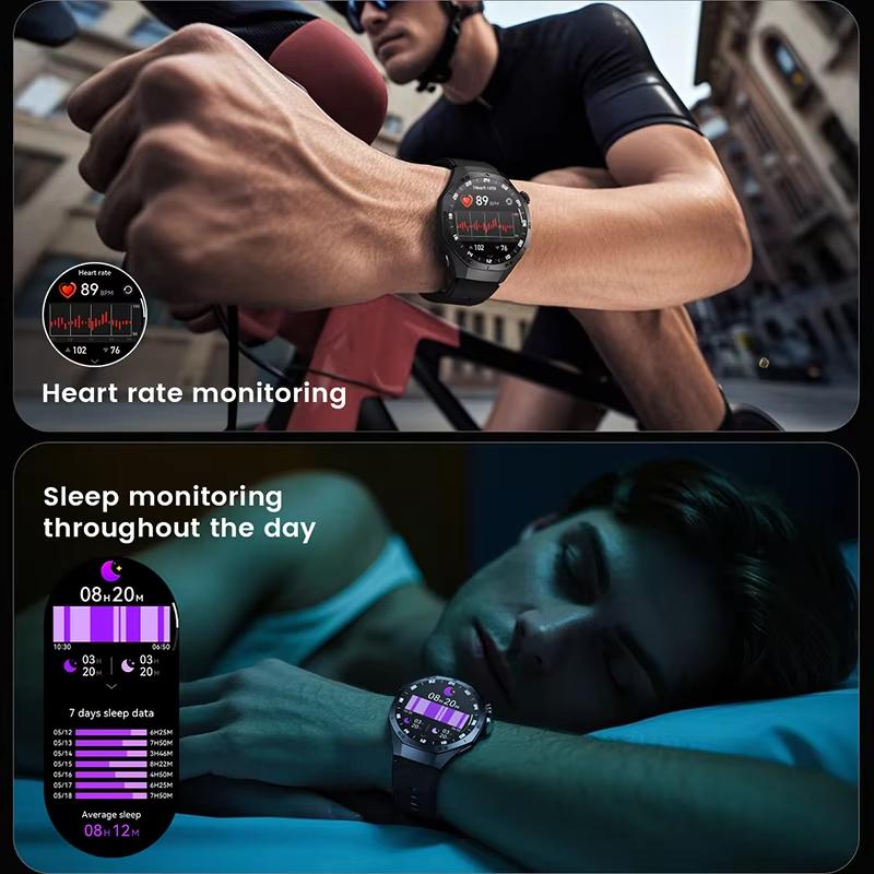 New Smart Watch Men NFC HD AMOLED Screen GPS Motion Trajectory Heart Rate Bluetooth Call Sports Smart Watch IP68 Wireless Charging