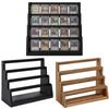 4-Tier Wood Card Display Shelf - Stepped Holder for Sports Trading Cards, Collectibles, Memorabilia